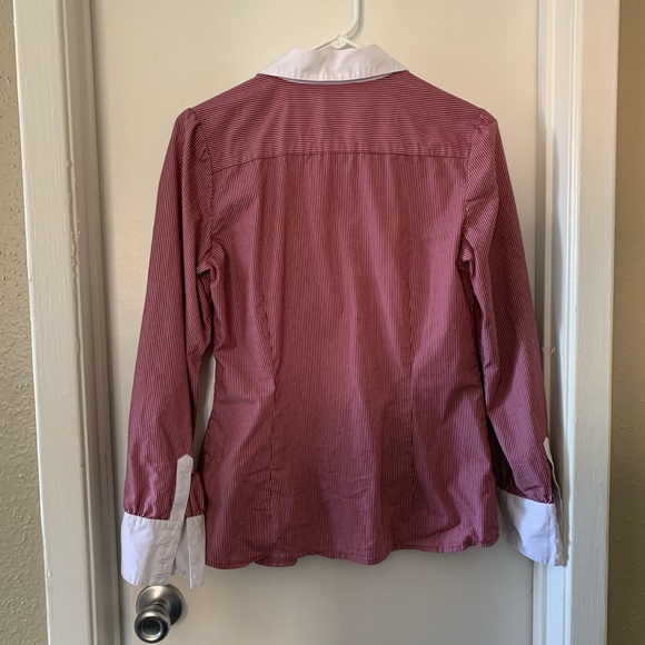 Apt. 9 Red & White striped button down - Picture 2 of 5